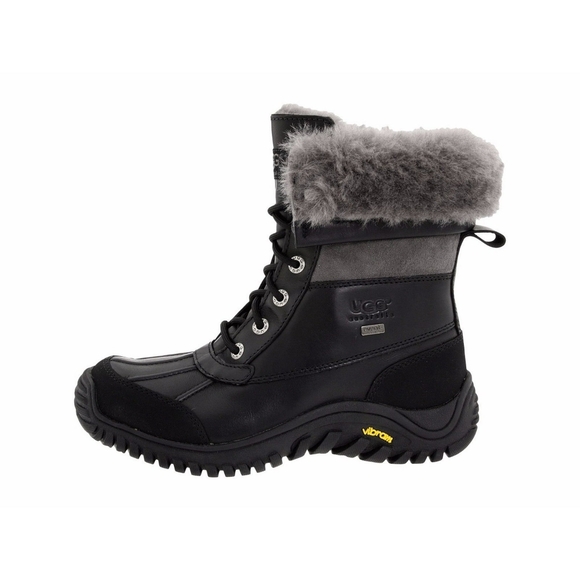 Like NEW UGG Black Gray Winter Snow Adirondack Shearling Leather Boots 6